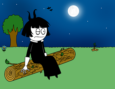 creepy susie cartoon creepy susie digital art fan art fanart forest illustration log the oblongs