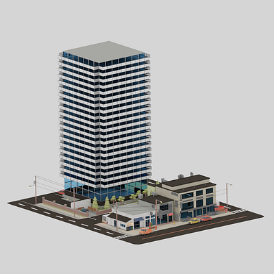 Low Poly City Environment 3d blender blender 3d blender3d blender3dart low poly low poly 3d