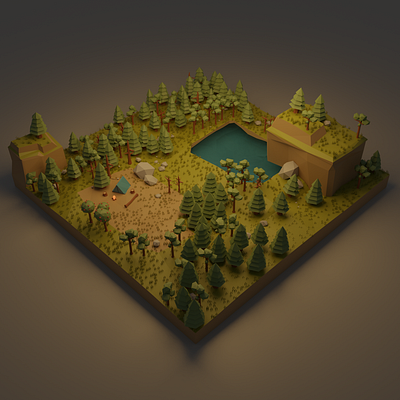 Low Poly Forest Environment 3d blender blender 3d blender3d blender3dart low poly low poly 3d