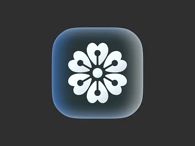 Love Flower icon! 3d app big sur brand brand identity branding flower heart icon icons ios logo logo design logodesign love mark monochrome petal rose symbol
