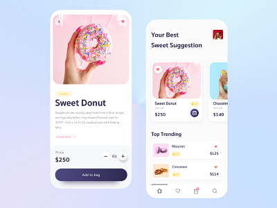 Donut Mobile App branding dailyui dailyuichallenge delivery app design donut donut app doughnut food food app food order app interaction mobile mobile app mobile interface seet app ui ux