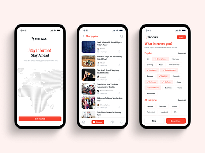 TECHVAS – Personalized News App UI shahriarsultan typography ui