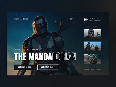 The Mandalorian Web Header animation clean dark dark ui elegant header inspiration landing page landing page ui light minimal minimalist movie concept movie site movie website prototype simple trend web animation web design