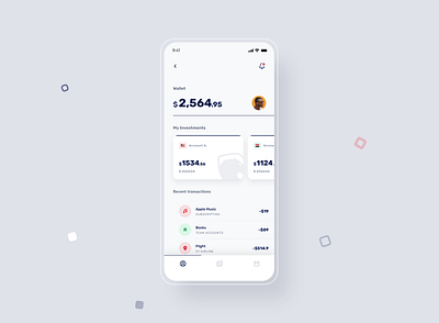Wallet App app design investment ios minimalist mobile money payment ui uidesign uiux ux uxdesign uxui