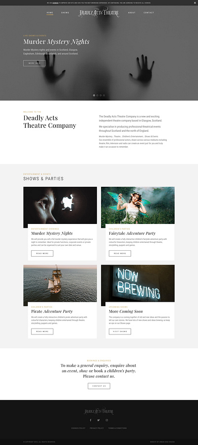 Murder Mystery & Theatre Website branding web design webdesign