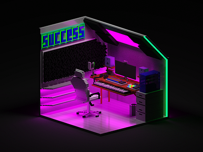 Music Studio decoration concept 3dmodel design flat illustration magicavoxel minimal music pixel pixelart sketch studio ui uidesign userinterface ux voxel voxelart