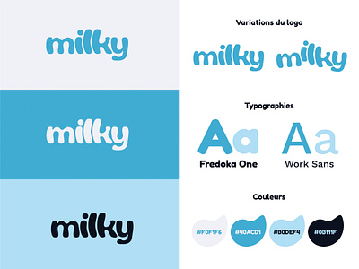 Identité visuelle de Milky branding commerce design flat graphic design logo logo design logotype milk minimal typography vector