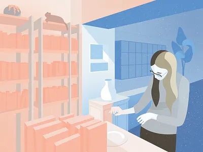 roooom bule bure cat cool cute design dribbble girl illustration vector