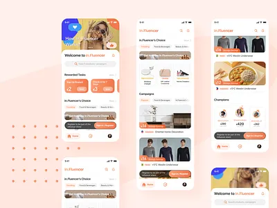 Influencer Campaign Task Distribution App Homepage interaction design ui