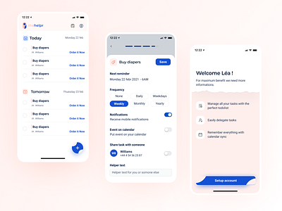 The helper - mobile app babies baby bootnow check mobile app parents startup tasks todo todolist track tracking ui ui design ui designs uiux