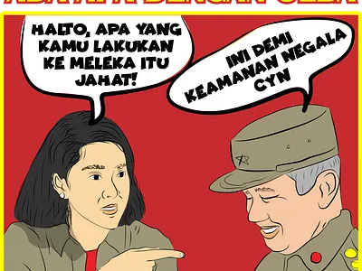 Dialog of Dian Sastro and Soeharto characterdesign illustration vector