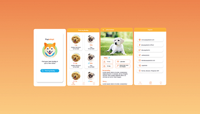 Pupadopt - Puppy Adoption App adoption android android app app design material ui materialdesign mobile design orange uiux