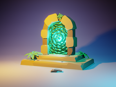 PORTAL 3d 3d art 3d artist 3d modeling blender environment environment art green low poly low poly lowpoly polygon runway portal