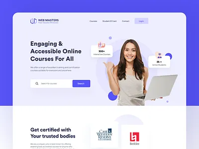 E-Learning Landing Page accessible certified colorful colorful website course e learning ecommerce education elegant engaging instructor landing page minimal minimal web mobile app online course online education pretty lady web website