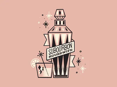 SuBourbon Housewife bar bourbon cocktails design illustration retro vector vintage inspired whiskey