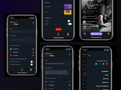 Live X Flow - Live Streaming App ( UX/UI Design ) dailyuichallenge live app live streaming livestream logo social media social media live typography ui user experience userinterface ux