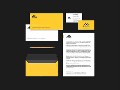 Magnus - Business Stationery Set brand design brand development brand identity branding business card design envelope design flat graphic design icon illustration letterhead logo stationery stationery set visiting card