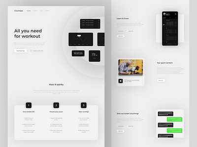 Coution website - Version 2 app app design art design figma gym horizon minimal minimalism mobile popular simple sketch sport sports top typography ui ux web