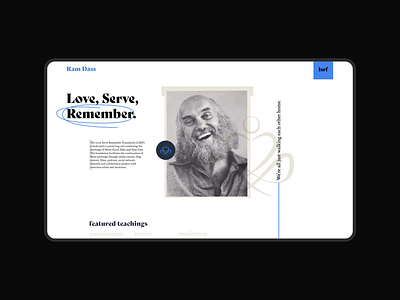 Ram Dass Landing Page design landing page love remember serve ui ux web