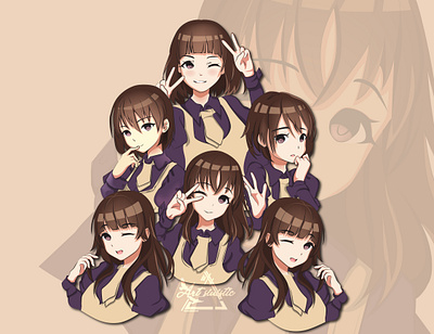 Anime character Expressions anime anime art anime girl anime love cartoon character design comic creative illustration vector