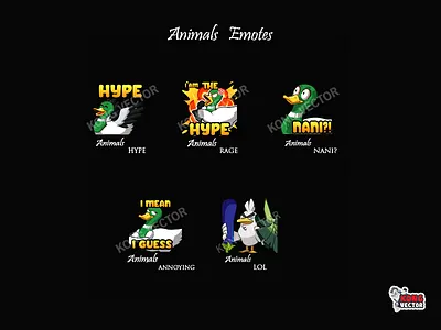 Animals Twitch Emotes 3d animation cartoon design emoji emote emotes graphic design illustration logo motion graphics twitch twitchemote twitchemotes ui
