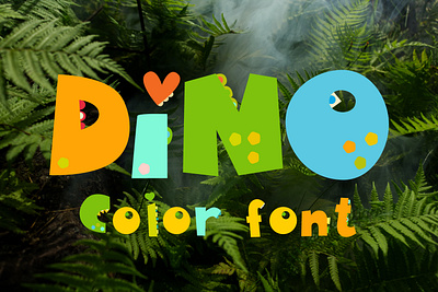 Dino childish Font OpenType-SVG. alphabet animal cartoon childish collage font design dino font dinosaur font fonts svg headline