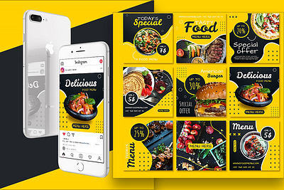 social media post bundle font bundle template fastfood food app food illustration gifts illustration marketing