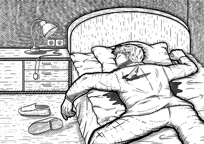 Man art bed bedroom blood bloody body cheek dark dead drawing gore illustration line line drawing lineart man round stabbed stylize stylized