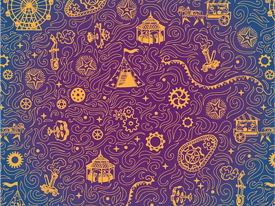 Pattern for board game box art branding childish circus design gravure illustration steampunk vector