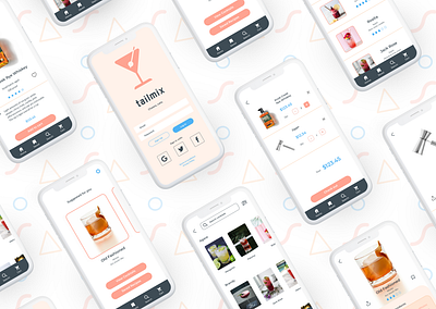 Tailmix alcohol app cocktail design mobile app mobile app design mobile design mobile ui mockup recipe app ui ux