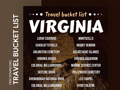 Virginia Travel Bucket List Free Google Docs Template bucket bucketlist check checklist docs goals google list print printing template templates to do to do list tour tourism travel trip wish wishlist