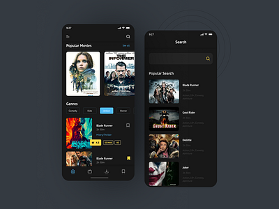 Movie Streaming App dark ui innovation mobile app mobile app design movie app movie streaming netflix online streaming streaming streaming app ui design ux