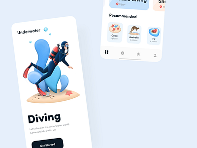 Underwater mobile app interaction animation animation design animations app button design diving illustration interaction interaction design interactivedesign ios mobile mobile app motion motion design motion graphics motiongraphics ui ux