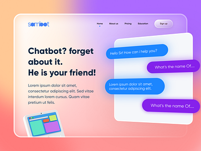 SamBot 3d illustration app chatbot chatbot app design glassmorphism gradients illustration minimal mobile ui social media app trend ui ux vector web