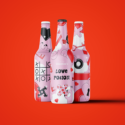 Love Potion, Valentine's Beer 2d illustration advertising beer beer bottle branding colourful design illustration love packaging playful valentines day vibrant