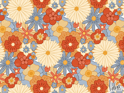 Groovy flowers pattern boho pattern cartoon daisy fabric floral floral pattern graphic design groovy flower hippie aesthetic hippie pattern retro revival retro vibes surface textile texture wallpaper wrapping paper