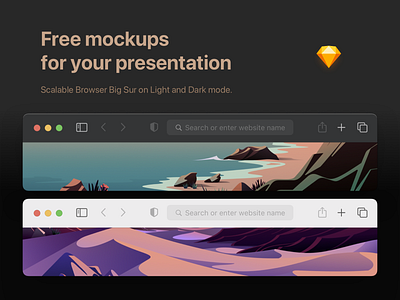 Free browser mockup Safari Big Sur apple bigsur browser dark desktop download sketch dribbble dynamic free ios light mockup presentation design responsive safari sketch ui