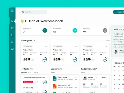 Project Management Dashboard calendar ui chart design clean ui dashboard design dribbble best shot landing page minimal modern design product design profile design project management projects tasks ui user experience design user interface design ux visual design web application web design