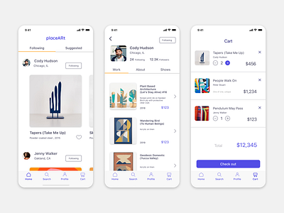placeARt app ar app art app augmented reality gallery art marketplace mobile app mobile app design mobile design mobile ui sculpture ui ux