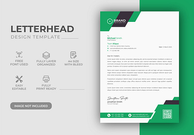 Creative Modern Green Color Corporate Business LetterHead Design a4 business company corporate design document elegant finance form identity letterhead letterhead template minimal minimalist modern page paper payment presentation print