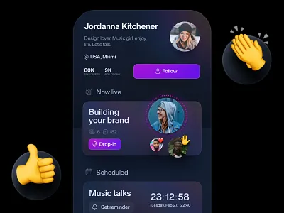Clubhouse - Profile app app design application clubhouse ios iphone sound ui ux voice