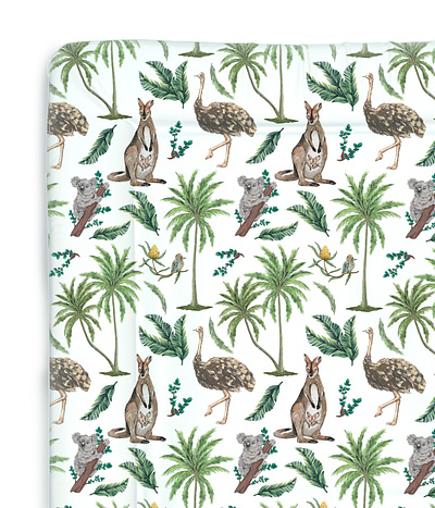 Aussie Safari Surface Pattern all over print animal print animals aussie australian baby products design hand illustrated illustration illustrator nursery pattern pattern art print and online print design repeat pattern safari surface pattern surface pattern design textile design