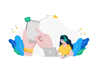 Contact Us Illustration character connection contact contact us debut illustration message variations