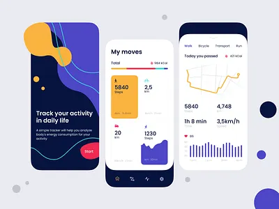 Tracking app activity analysis analytics app bicycle bike dahsboard flat health location map minimal mobile productivity steps time tracker ui ux walk
