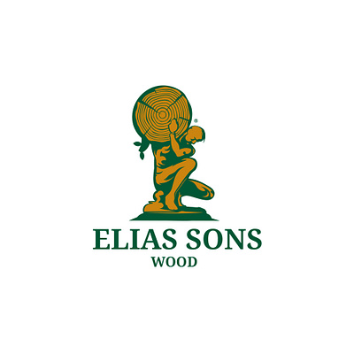 Elias Sons Wood atlas holding illustration logo man tree vector wood youth