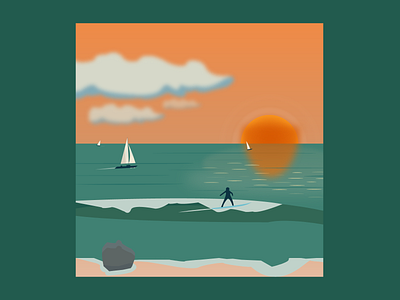 Surf & Sailing app art artwork branding design drawing flat graphic design icon illustration illustrator landscape ocean sail surf surface design throwback vector vector art web