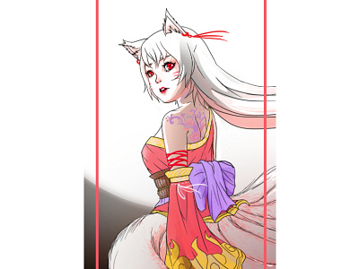 Kumiho anime cartoon character characters fox illustration girl illustration nine tailed fox