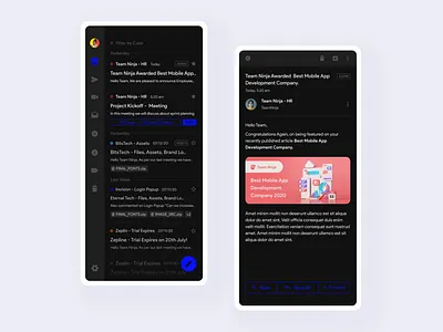 Concept Email App app clean concept concept app dark ui email app email client email listings figma mail ui uiux