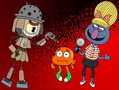 surrounded by idiots cartoon creepy darwin watterson digital art fan art fanart horror illustration margaret robinson murder rob tawog the amazing world of gumball