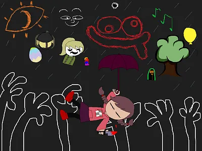 wake up abstract creepy digital art dream fan art fanart illustration madotsuki nightmare poniko surreal surrealism yume nikki